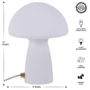 Urban Shop Novelty Glass Mushroom Lamp, Off-White Matte, 12" H, Plug-in white