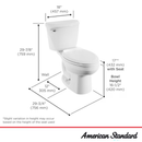 American Standard Mainstream White Elongated Chair height 12-in Rough-In WaterSense 1.28 GPF Soft Close 2-piece Toilet