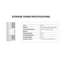 Mainstays Ardent 3-Tier Storage Tower with 1 Door and 2 Open Shelves, White