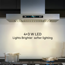 36 in. 900 CFM Ducted Island Range Hood with Remote, Touch Control LCD