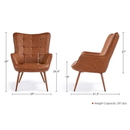 Alden Design Mid-Century Modern Faux Leather Wingback Accent Chair, Brown set of 2