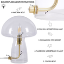 Urban Shop Novelty Glass Mushroom Lamp, Off-White Matte, 12" H, Plug-in Clear blue