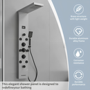 BWE Onyx SPA All-in-One Black and Nickel 20-in Waterfall Dual Head Shower Tower System with 6-way Diverter