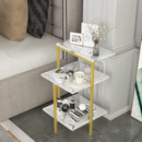 Lamerge White and Gold End Table, 3-Tier Faux Marble Side Table.