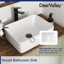 DeerValley Liberty Ceramic 15.94-in Vessel Rectangular Modern White Bathroom Sink
