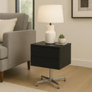 Black Contemporary Nightstand With 2  Drawers