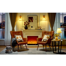 Alden Design Mid-Century Modern Faux Leather Wingback Accent Chair, Brown set of 2