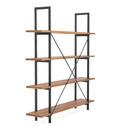 Christopher Knight Home Industrial Iron Bookcase with Solid Wood Shelves and X-Frame in Antique Black Finish