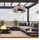 Trevina 23.6 in. Outdoor Matte Black Farmhouse Caged Ceiling Fan
