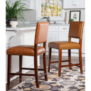 Linon Caramel 24.0-in H Counter height Upholstered Wood Bar Stool