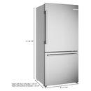 Bosch 100 Series Freestanding Bottom Freezer Refrigerator Brushed steel