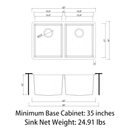 Sinber Undermount 32-in x 19-in Stainless steel Double equal bowl 16 -Gauge Kitchen Sink