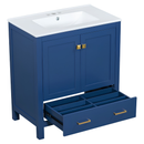 LOVMOR 30-in Single Sink Bathroom Vanity White Ceramic Top