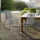 Armen Living Shasta 18.5" Fabric Patio Dining Chair in Gray/Black set of 2