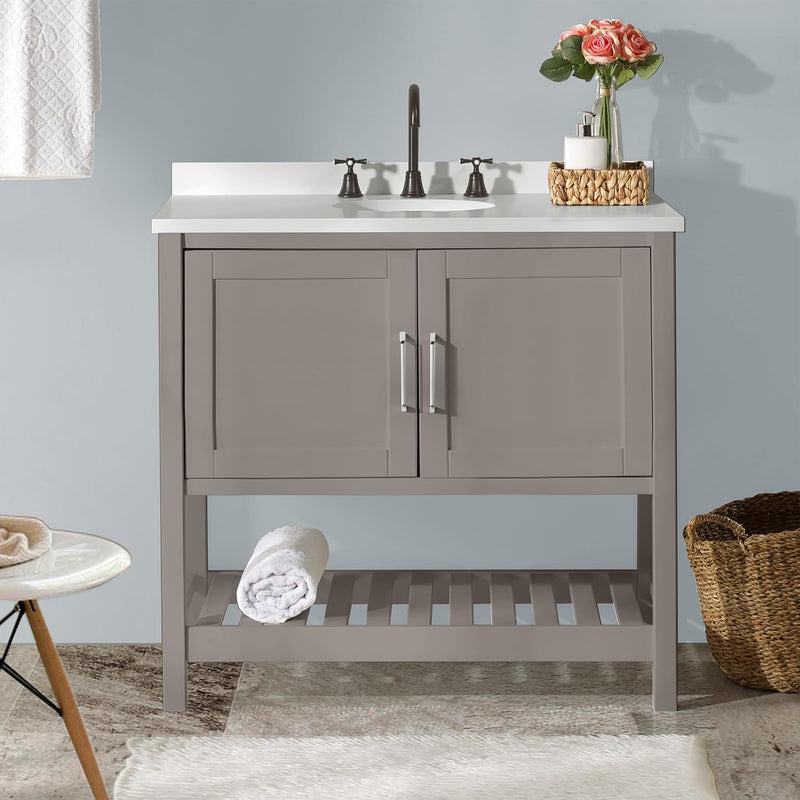 Alaterre Furniture Bennet 36-in Gray Bathroom Vanity Base Cabinet without Top