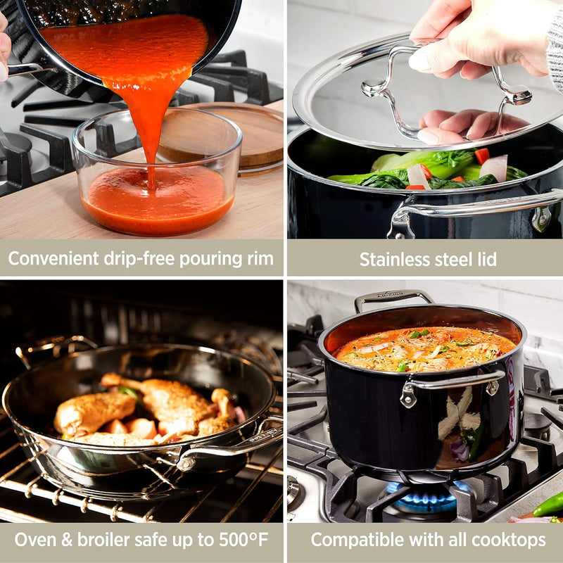 All-Clad FUSIONTEC Natural Ceramic with Steel Core Soup Pot, 7 quart, Onyx