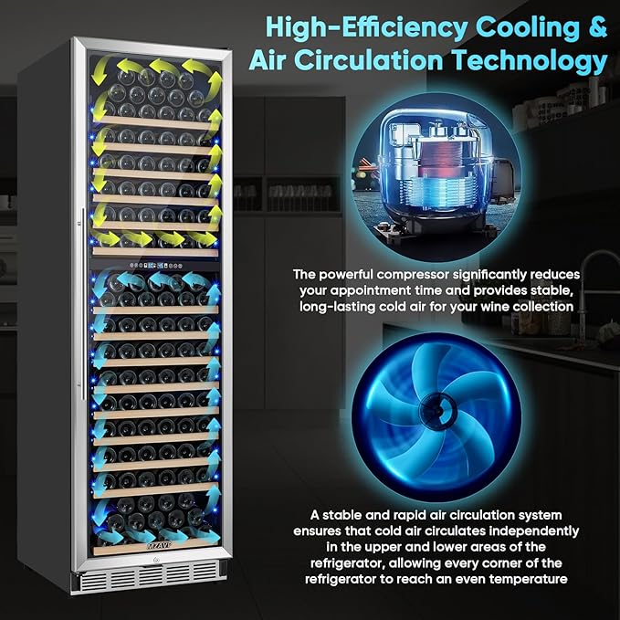 MZAVP 200 Bottle Wine Fridge, 24 Inch Wine Cooler Refrigerator