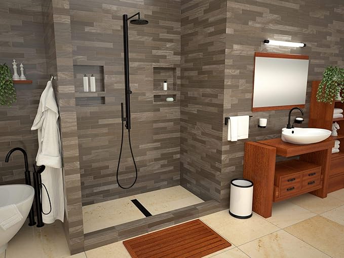 Tile Redi 34" x 60" Matte Black Single Threshold Rectangle Shower Pan Base