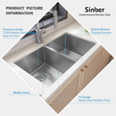 Sinber Undermount 32-in x 19-in Stainless steel Double equal bowl 16 -Gauge Kitchen Sink
