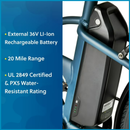 Concord 20" Urbanfold Electric Folding Bike, 36V, Class 2, Blue, Fits Riders 4'11" - 6'2"