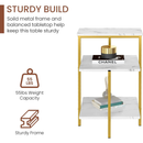 Lamerge White and Gold End Table, 3-Tier Faux Marble Side Table.