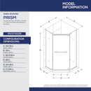 DreamLine Prism Brushed Nickel 34-1/8-in W x 72-in H Frameless Neo Angle Pivot Shower door