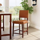 Linon Caramel 24.0-in H Counter height Upholstered Wood Bar Stool