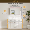 TETOTE 24 x 36 in White Frameless Surface/Recessed Aluminum Mirrored Rectangle Medicine Cabinet With Adjustable Shelves