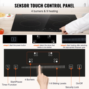 VEVOR Built in Electric Stove Top, 23.2 x 20.5 inch 4 Burners, 220-240V 60Hz Glass Radiant Cooktop with Sensor Touch Control