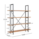 Christopher Knight Home Industrial Iron Bookcase with Solid Wood Shelves and X-Frame in Antique Black Finish