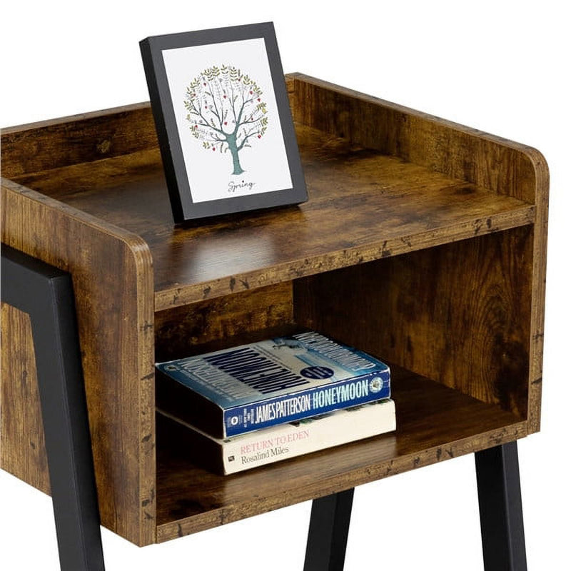 Renwick Industrial Small Space Nightstands with Iron Legs, Modular