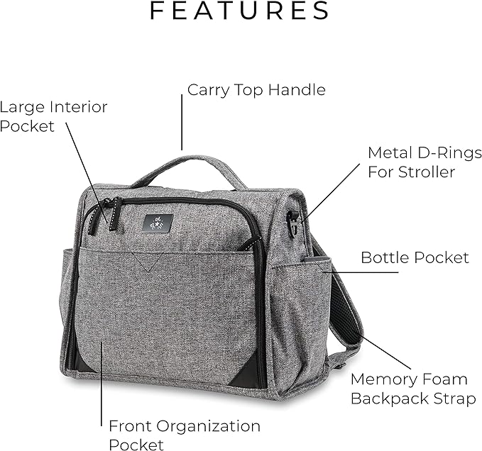 JuJuBe Classical Convertible Multi-functional Diaper Backpack/Messenger Bag - Graphite