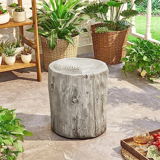 Ball & Cast Faux Wood Stump Stool Concrete End Table - Gray