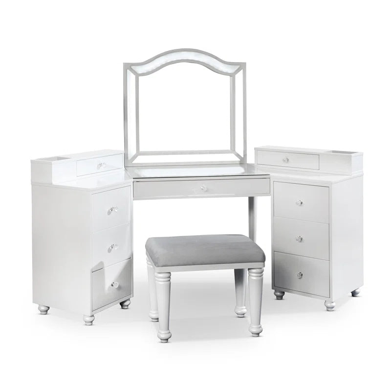 Furniture of America Tracie Luminous White Vanity Set
