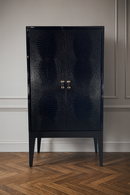 Fendi Casa “Royal” Black Crocodile-Embossed Cabinet