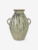 Hand-Painted Stoneware Vase with Handles
