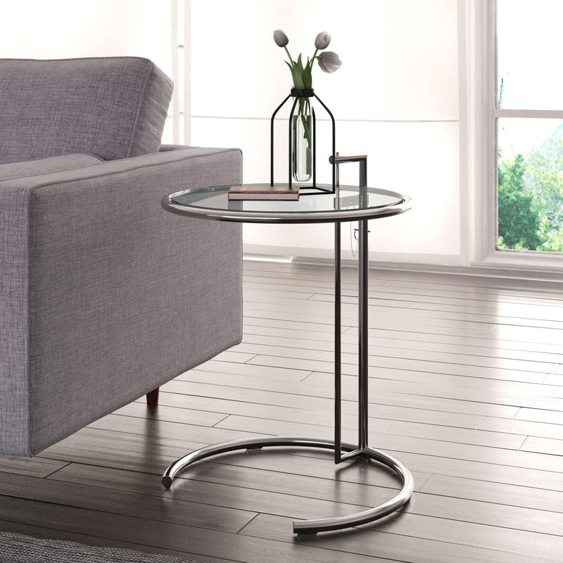 Eileen Gray Inspired Chrome Stainless Steel End Table - Silver