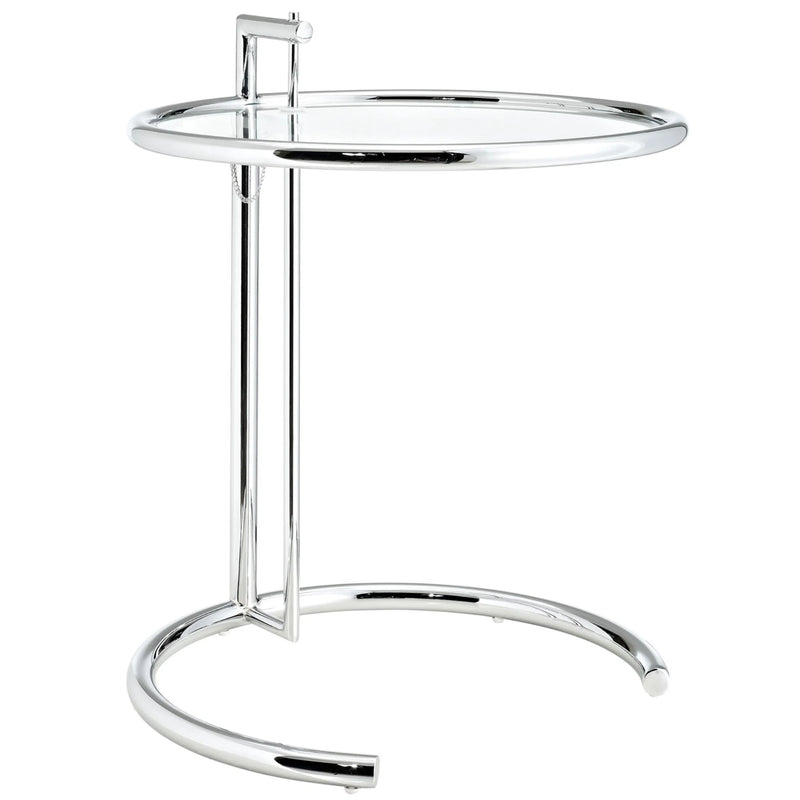 Eileen Gray Inspired Chrome Stainless Steel End Table - Silver