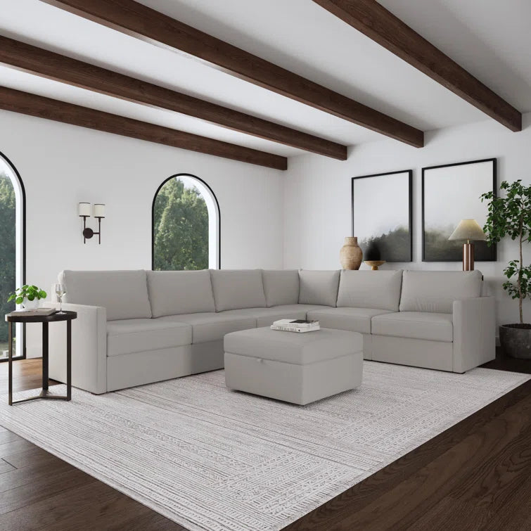 Flex 6 - Piece Upholstered Modular Sectional with Storage Ottoman by Flexsteel