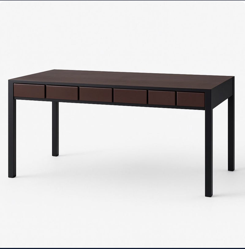 Modern Console Table with 6 Leather Drawers