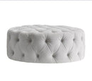 PB Kids Monique Lhuillier, Large Round Tufted Ottoman, Gray Velvet