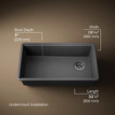 KOHLER Billings Undermount 32.5-in x 18.31-in Composite Single bowl Kitchen Sink