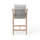 Thalea Wood Outdoor Bar Stool With Cushions, height 28", Set of 2