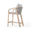 Thalea Wood Outdoor Bar Stool With Cushions, height 28", Set of 2