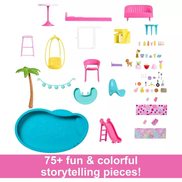 Barbie Dreamhouse Pool Party Doll House with 75+ Pieces