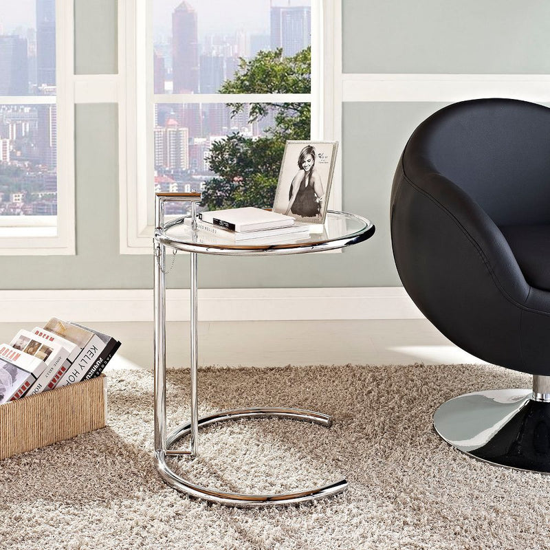 Eileen Gray Inspired Chrome Stainless Steel End Table - Silver
