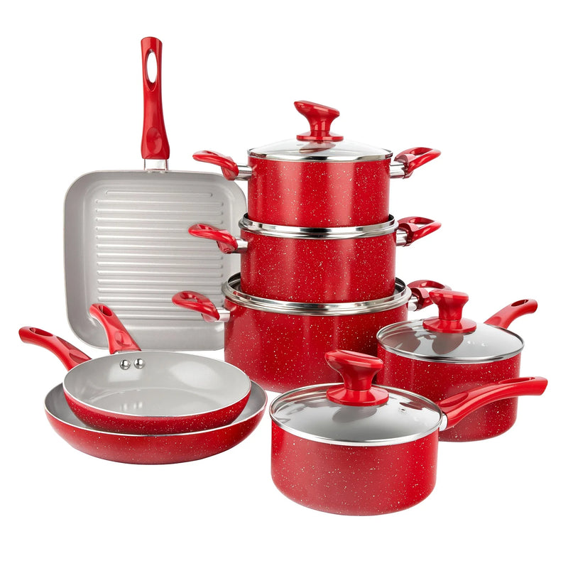 Granitestone Diamond Farmhouse 13 Piece Pots and Pans Set, Nonstick Cookware Set