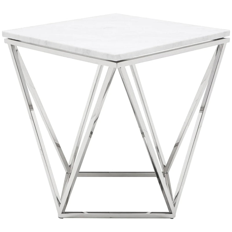 Marble Top & Stainless Steel Modern Accent Table