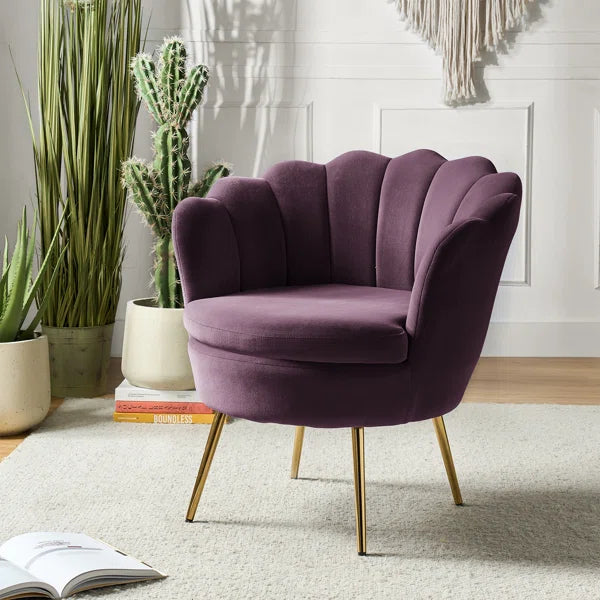 Hendrix Purple Velvet Barrel Chair by Etta Avenue