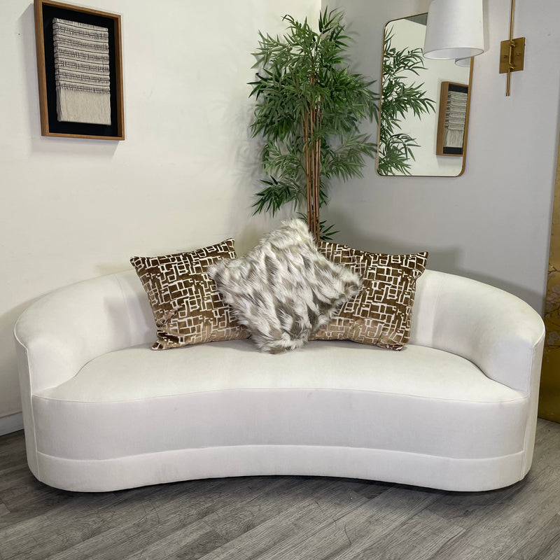 Luxury White Cream 80" Curved Couch